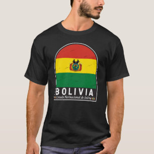 Bolivia Vlag Embleem Onderdruk Vintage T-shirt