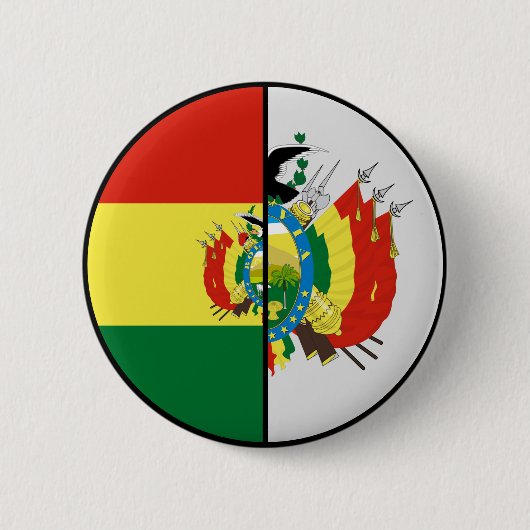 Bolivia Vlag en wapenschild Patriottische Button (Voorkant)