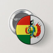 Bolivia Vlag en wapenschild Patriottische Button (Voorkant /achterkant)
