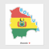 Bolivia vlag in de landkaart sticker (Vel)
