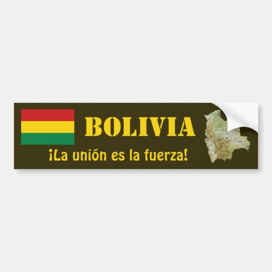 Bolivia Vlag + Landkaart Bumpersticker (Voorkant)