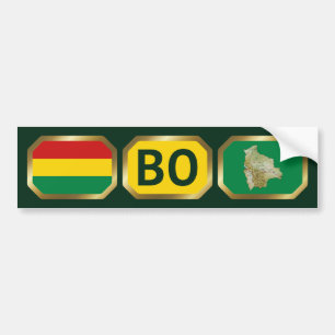 Bolivia Vlag Landkaart Code Bumpersticker