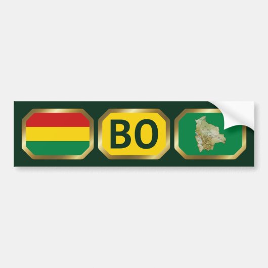 Bolivia Vlag Landkaart Code Bumpersticker (Voorkant)