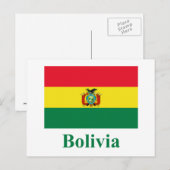 Bolivia vlag met naam briefkaart (Voorkant / Achterkant)