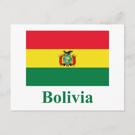Bolivia vlag met naam briefkaart (Voorkant)