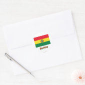 Bolivia Vlag met naam Ronde Sticker (Envelop)