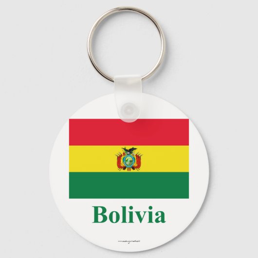 Bolivia Vlag met naam Sleutelhanger (Voorkant)