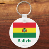 Bolivia Vlag met naam Sleutelhanger (Voorkant)