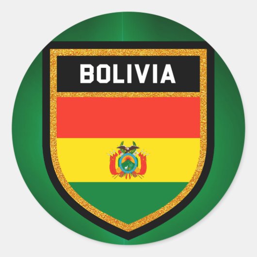 Bolivia vlag ronde sticker (Voorkant)