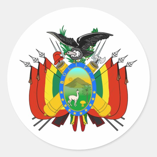 Bolivia wapenschild ronde sticker (Voorkant)