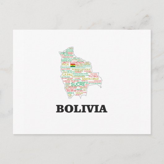 BOLIVIA WORD COLLAGE BRIEFKAART (Voorkant)