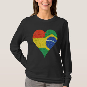 Boliviaans Braziliaans vlaggelingshart T-shirt