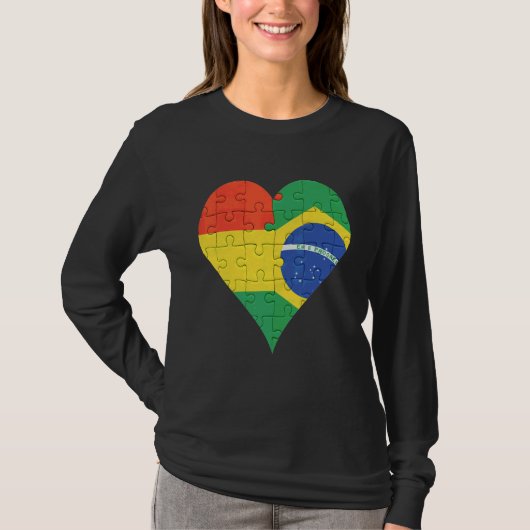 Boliviaans Braziliaans vlaggelingshart T-shirt (Voorkant)