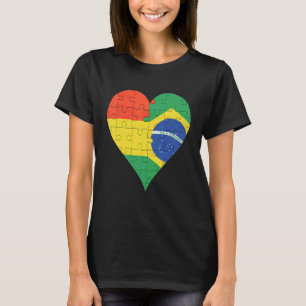 Boliviaans Braziliaans vlaggelingshart T-shirt