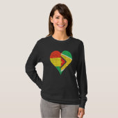Boliviaans - Guyanese vlag Heart T-shirt (Voorkant volledig)