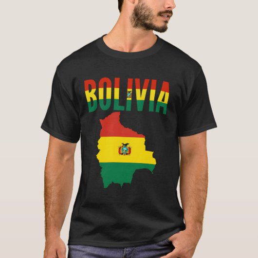 Boliviaanse Bolivia Landkaart Vlag T-shirt (Voorkant)