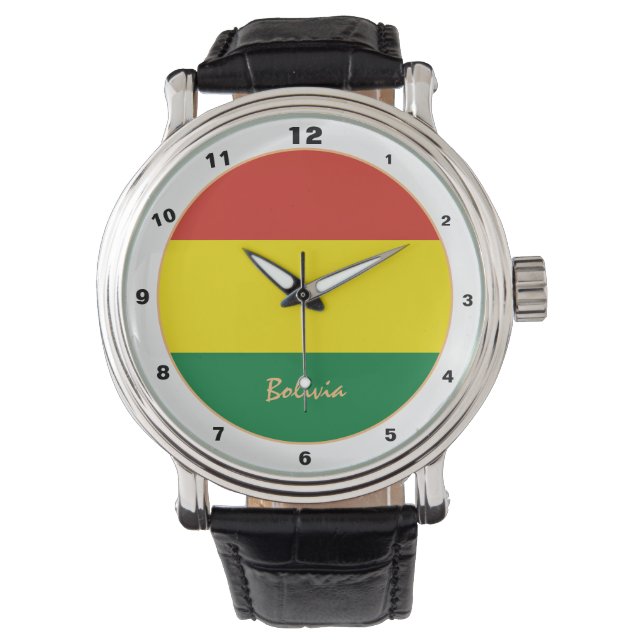 Boliviaanse vlag en Bolivia trendy mode /design Horloge (Voorkant)