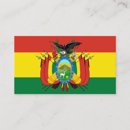 Boliviaanse vlag en wapenschild, vlag van Bolivia Visitekaartje (Voorkant)