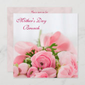 bolle roze rozen Moederdag Brunch Kaart (Voorkant / Achterkant)