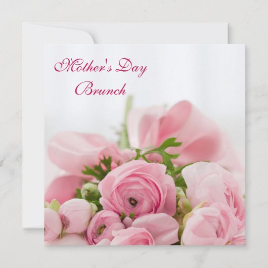 bolle roze rozen Moederdag Brunch Kaart (Voorkant)