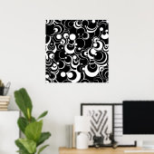 bollen en cirkels zwart-wit Abstract Poster (Thuiskantoor)