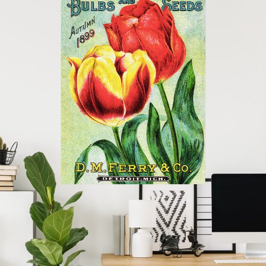 Bollen en zaadjes, rood en geel poster (Thuiskantoor)