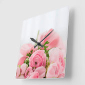 bolling van roze rozen vierkante klok (Hoek)