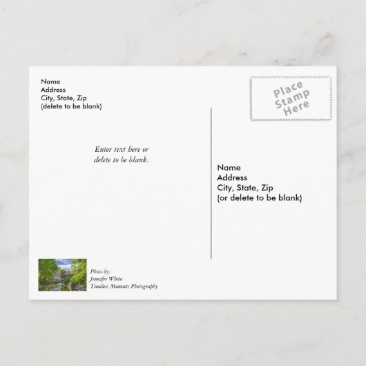 Bollinger Mill en Burfordville Covered Bridge Briefkaart (Achterkant)