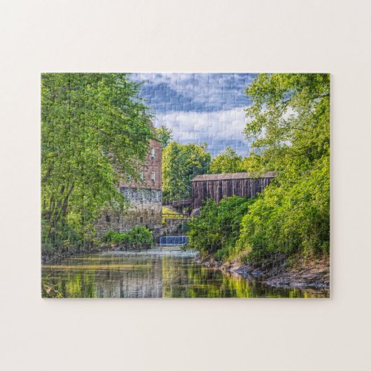 Bollinger Mill en Burfordville Covered Bridge Legpuzzel (Horizontaal)