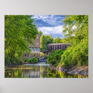Bollinger Mill en Burfordville Covered Bridge Poster