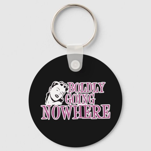 Bolly Going NOWHERE Retro Lady Pink Sleutelhanger (Voorkant)
