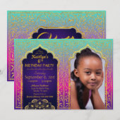 Bollywood Arabian Night Birthday Invitation Kaart (Voorkant / Achterkant)