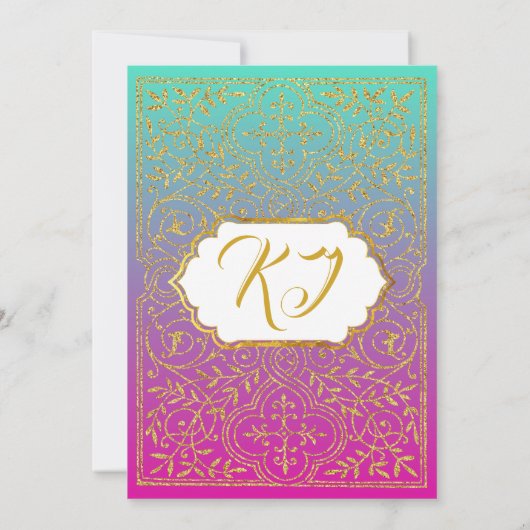 Bollywood Arabian Night Birthday Invitation Kaart (Achterkant)