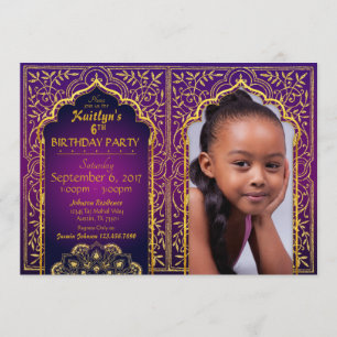 Bollywood Arabian Night Birthday Invitation Kaart