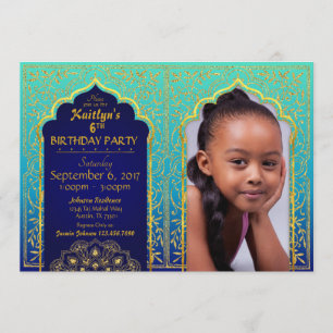 Bollywood Arabian Night Birthday Invitation Kaart