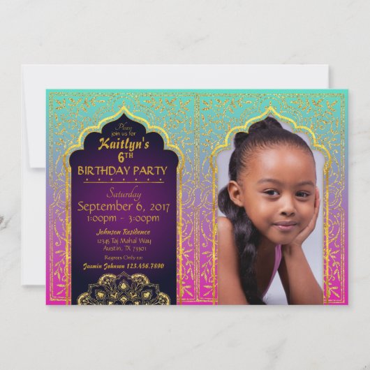 Bollywood Arabian Night Birthday Invitation Kaart (Voorkant)