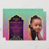 Bollywood Arabian Night Birthday Invitation Kaart (Voorkant / Achterkant)