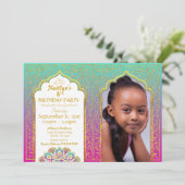 Bollywood Arabian Night Birthday Uitnodigingskaart Kaart (Staand voorkant)