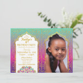 Bollywood Arabian Night Birthday Uitnodigingskaart Kaart (Staand voorkant)