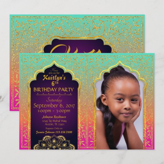 Bollywood Arabian Night Birthday Uitnodigingskaart Kaart (Voorkant / Achterkant)