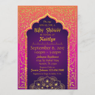 Bollywood Arabian Nights Baby shower Kaart