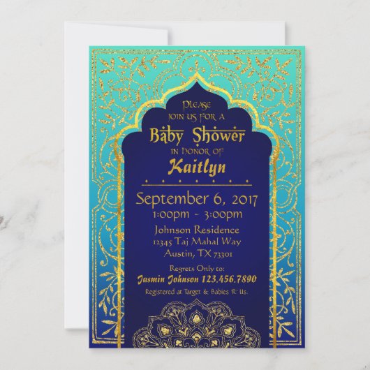 Bollywood Arabian Nights Baby shower Kaart (Voorkant)
