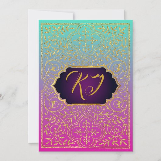 Bollywood Arabian Nights bruids Douche Uitnodiging (Achterkant)