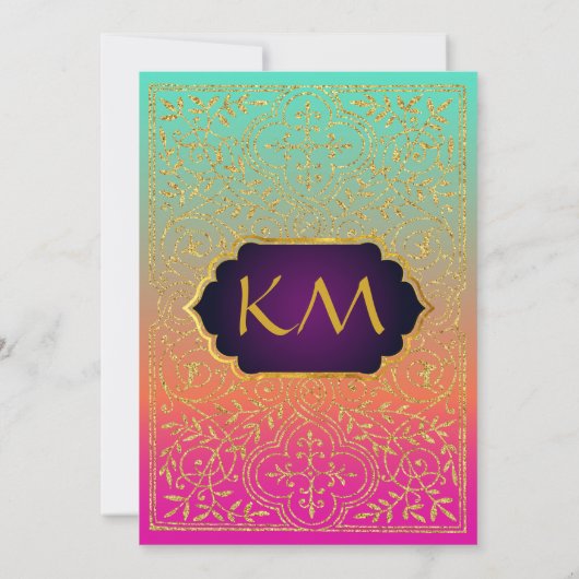 Bollywood Arabian Nights bruiloft uitnodiging (Achterkant)