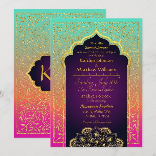 Bollywood Arabian Nights bruiloft uitnodiging (Voorkant / Achterkant)