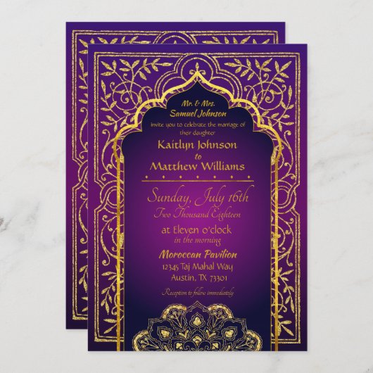 Bollywood Arabian Nights bruiloft uitnodiging (Voorkant / Achterkant)