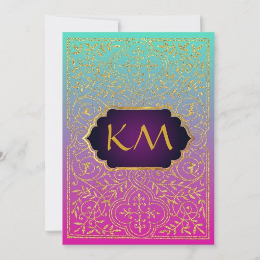 Bollywood Arabian Nights bruiloft uitnodiging (Achterkant)