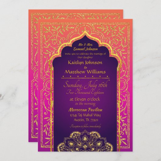 Bollywood Arabian Nights bruiloft uitnodiging (Voorkant / Achterkant)