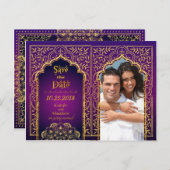 Bollywood Arabian Nights Save the Date Aankondigingskaart (Voorkant / Achterkant)