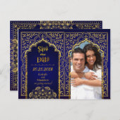 Bollywood Arabian Nights Save the Date Aankondigingskaart (Voorkant / Achterkant)